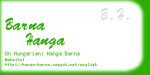 barna hanga business card
